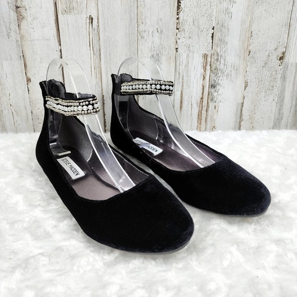 Steve Madden Zilerp Velvet Flats Black Size 5d - Picture 1 of 9